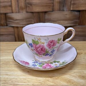 Floral Pink Colclough Teacup and Saucer Set
